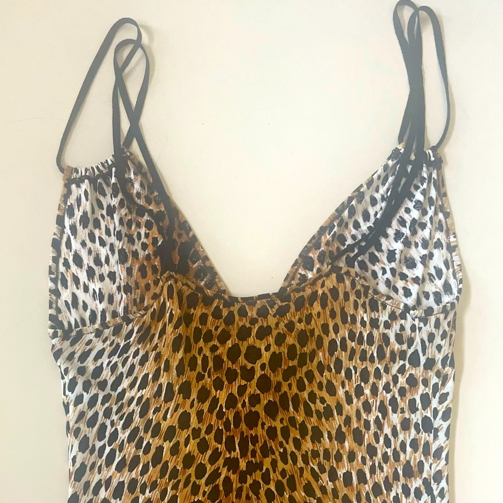 Dolce& Gabbana viscose leopard print top/ camisole style -bow at cleavage sz40